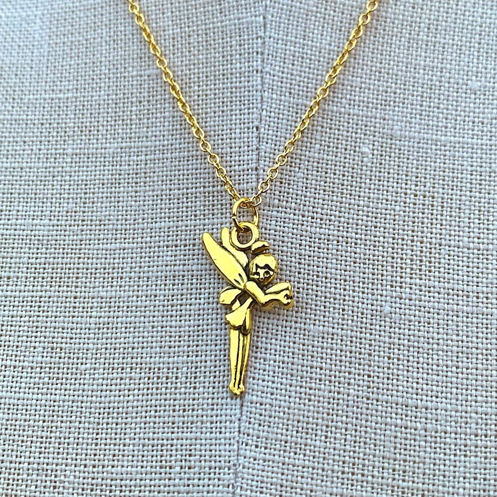 NWT Sterling Silver Plated Chain & Alloy Fairy Charm Necklace